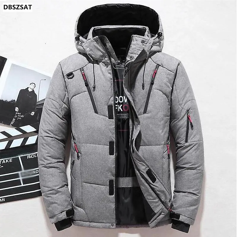 -Chaqueta de 20 grados Down Male Winter Parkas Men White Duck Down Jacket Hooded Outdoor Thick Warm Padded Snow Coat Oversize M-