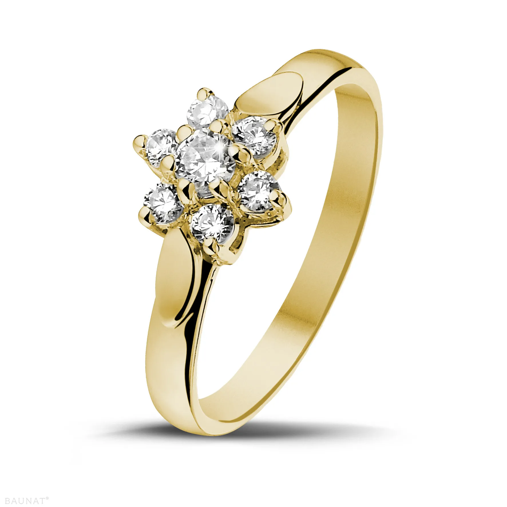 0.30 quilates anillo flor diamante en oro amarillo 