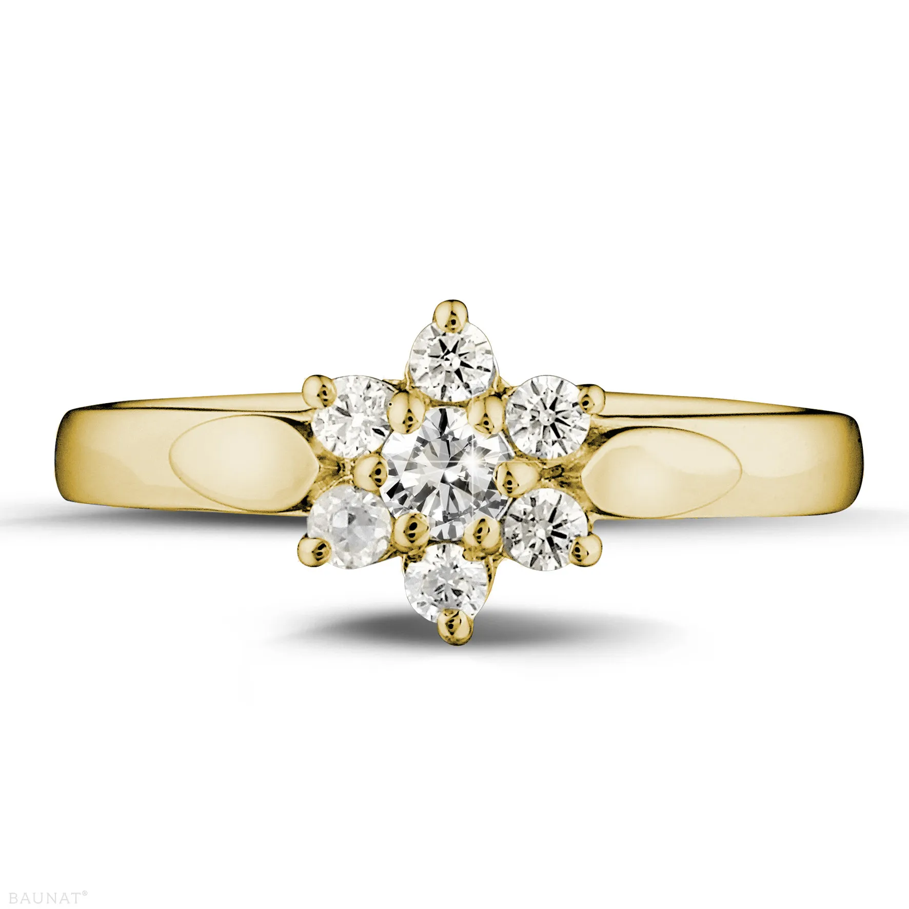 0.30 quilates anillo flor diamante en oro amarillo 