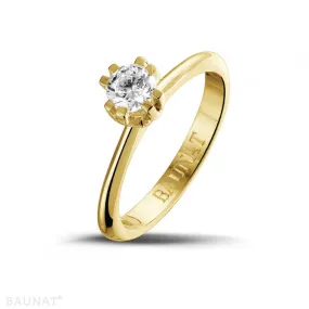 0.50 quilates anillo solitario diamante diseño en oro amarillo con ocho garras 