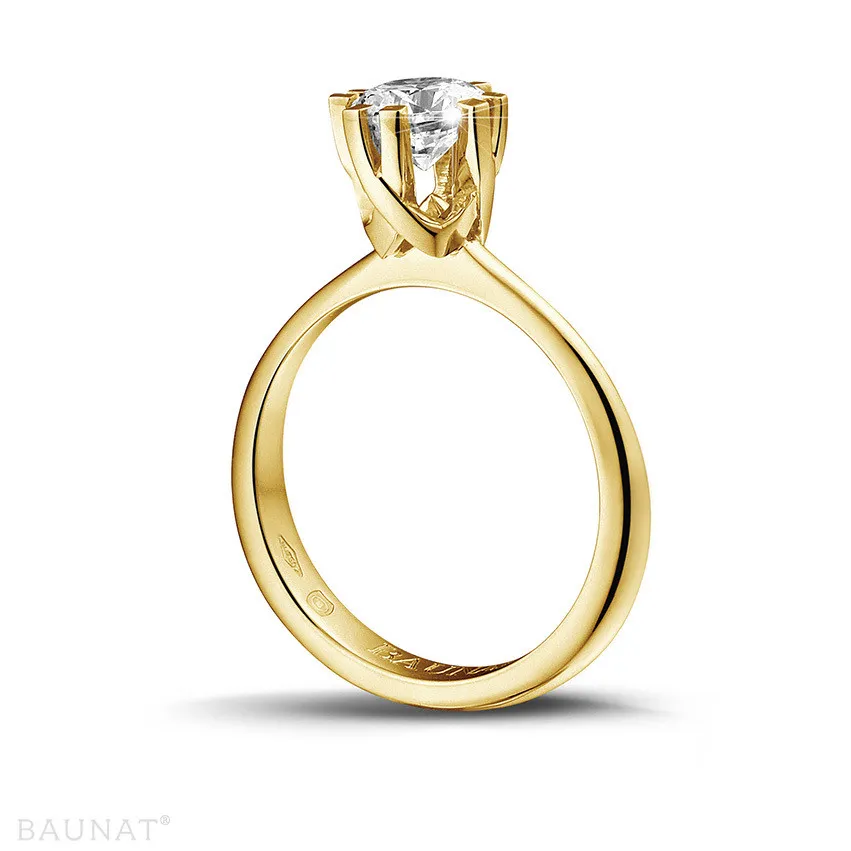 0.90 quilates anillo solitario diamante diseño en oro amarillo con ocho garras 