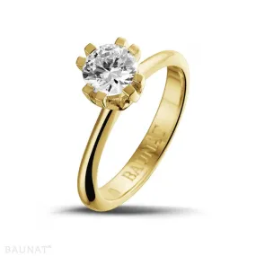 0.90 quilates anillo solitario diamante diseño en oro amarillo con ocho garras 