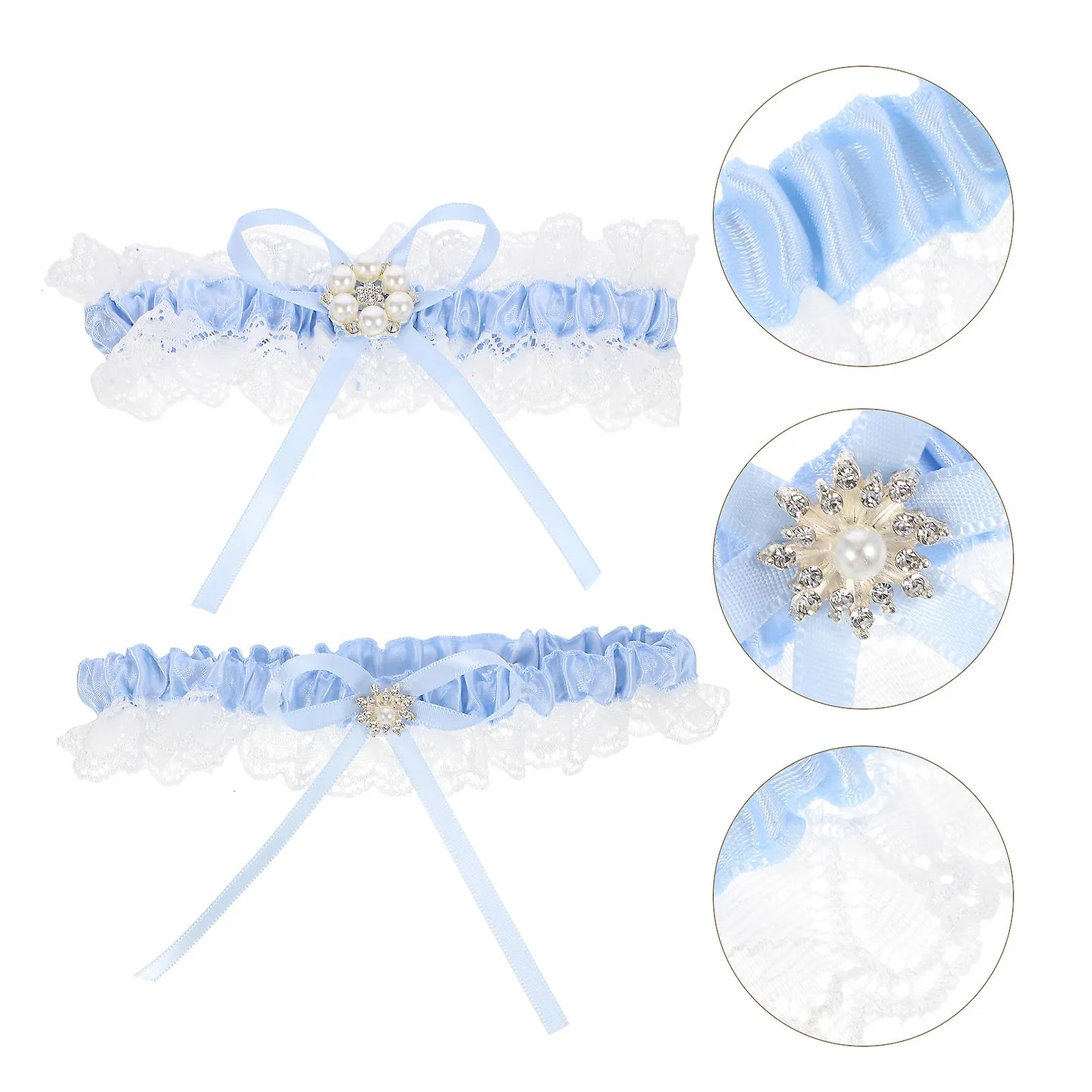 1 Set Bride Garters Lace Bowknot Thigh Garters Elegant Wedding Thigh Bands