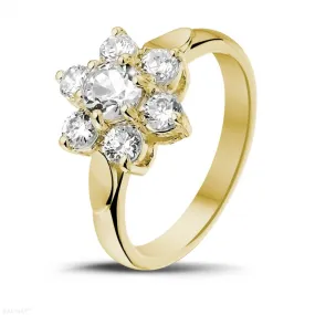 1.15 quilates anillo flor diamante en oro amarillo 