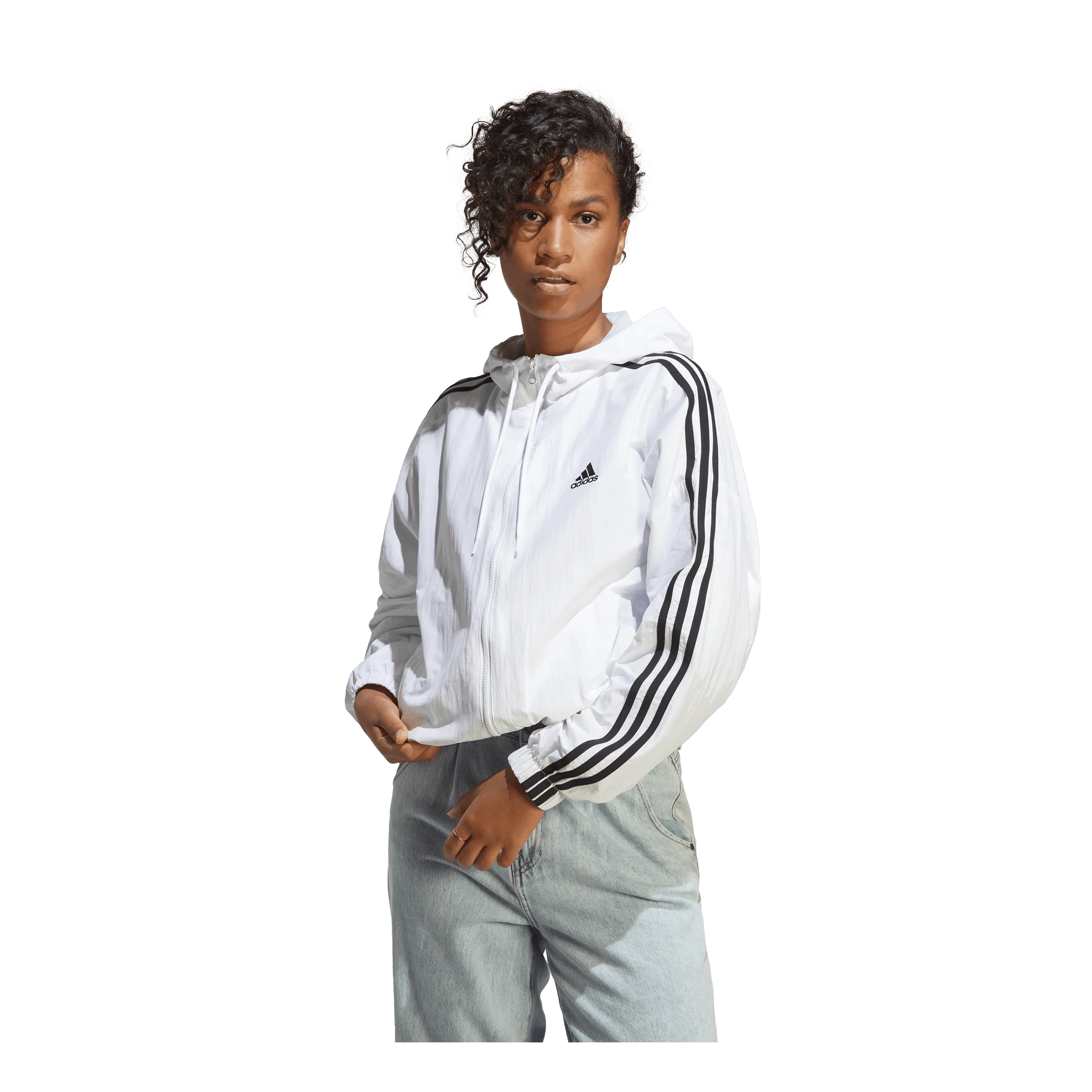 Adidas Essentials 3-Stripes Woven Windbreaker White