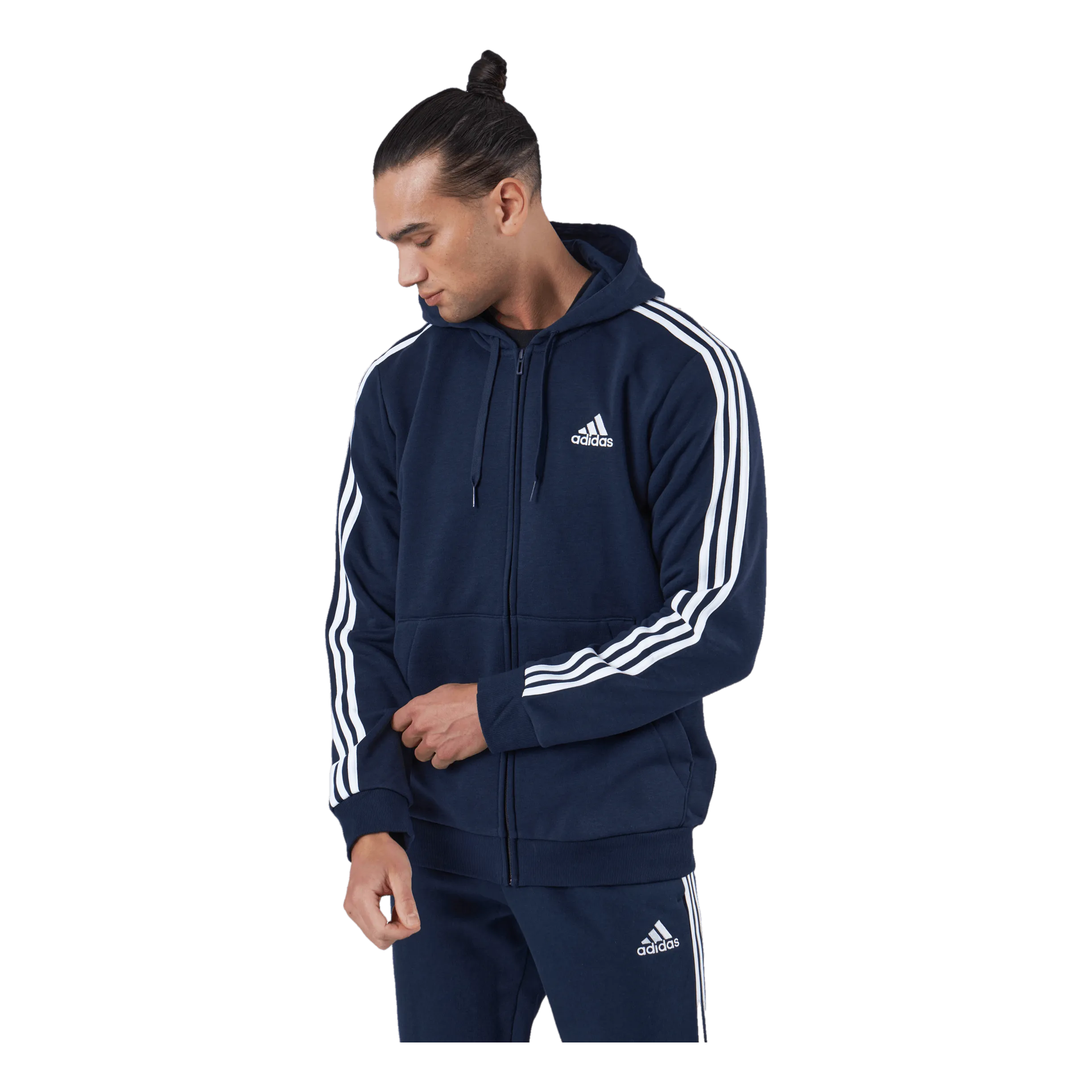 Adidas Essentials Fleece 3-Stripes Full-Zip Hoodie Legend Ink