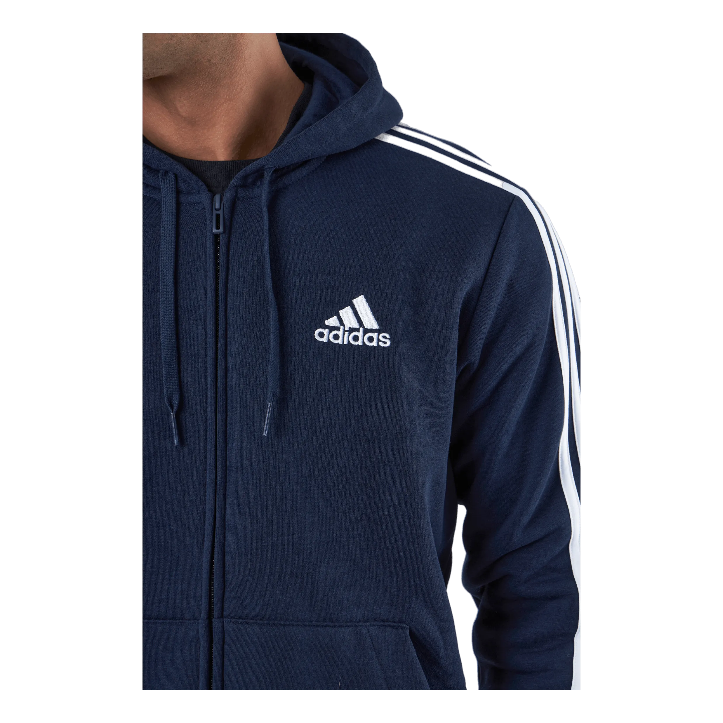 Adidas Essentials Fleece 3-Stripes Full-Zip Hoodie Legend Ink