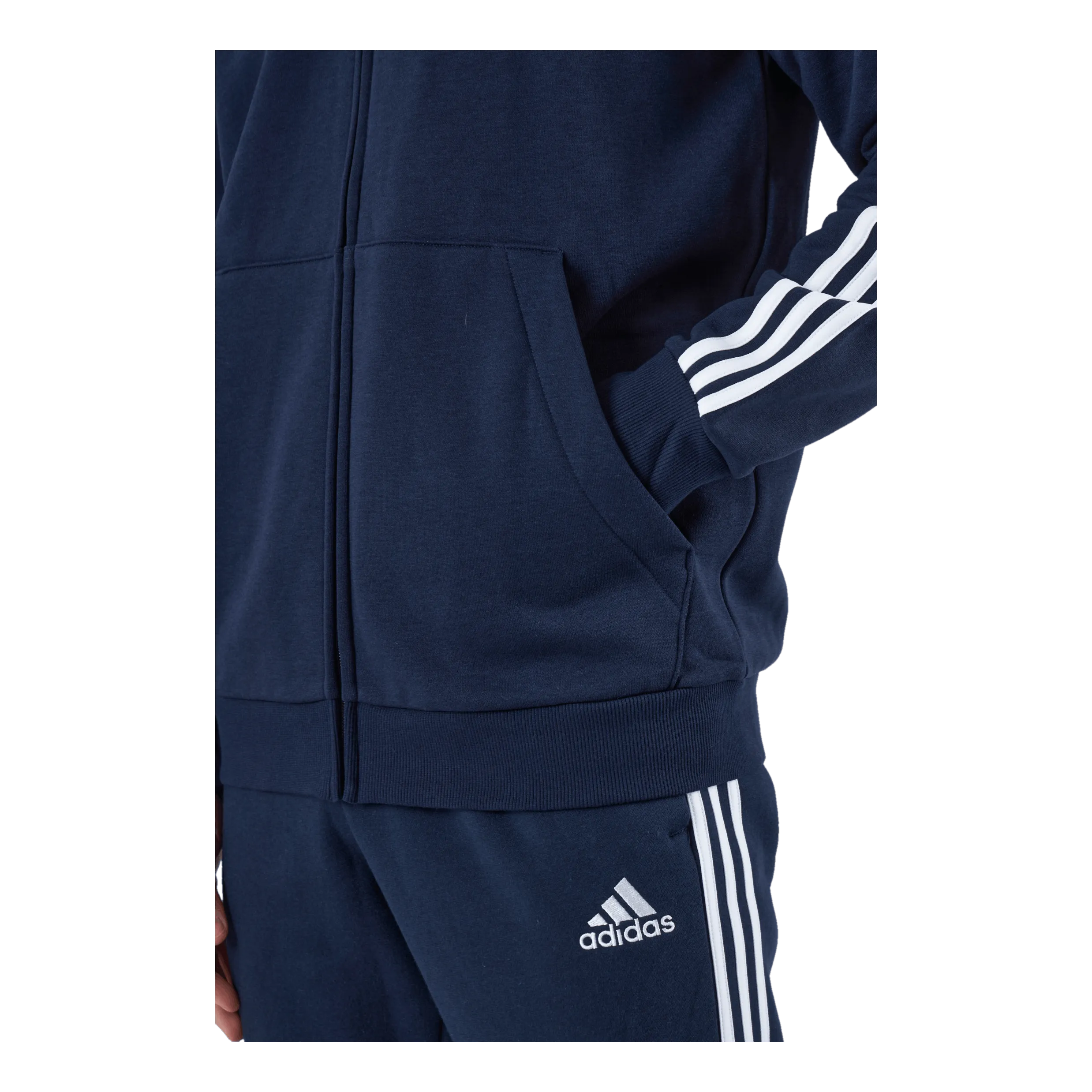 Adidas Essentials Fleece 3-Stripes Full-Zip Hoodie Legend Ink