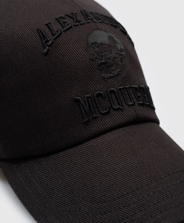 Alexander McQueen Black cap with Skull logo embroidery