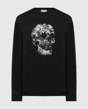 Alexander McQueen Black longsleeve with Wax Flower Skull print