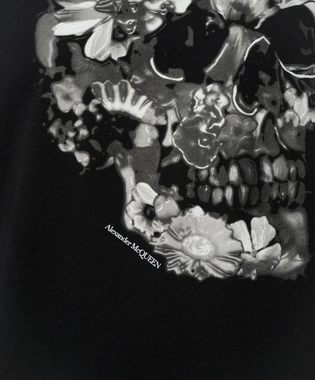 Alexander McQueen Black longsleeve with Wax Flower Skull print