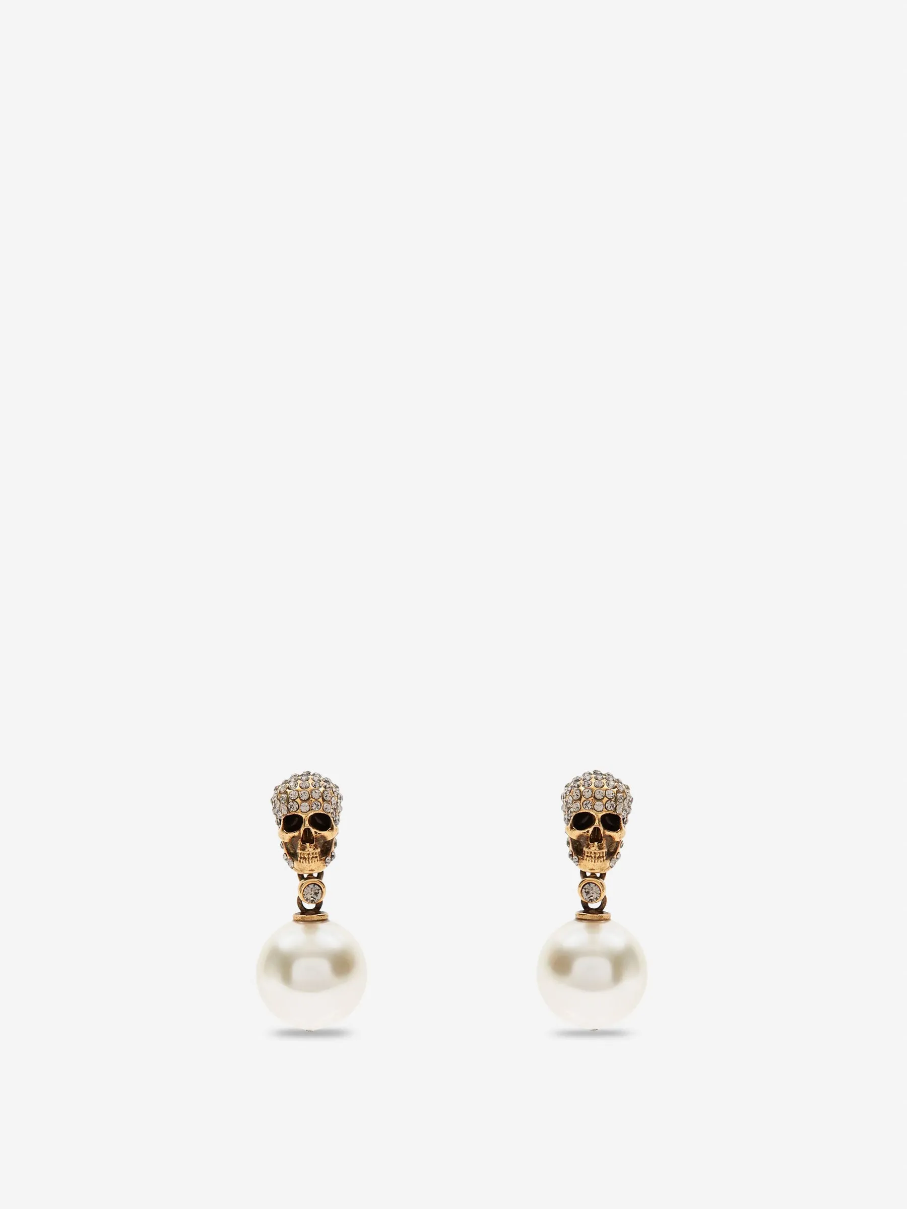 Alexander McQueen Pendientes Pearl Pave Skull