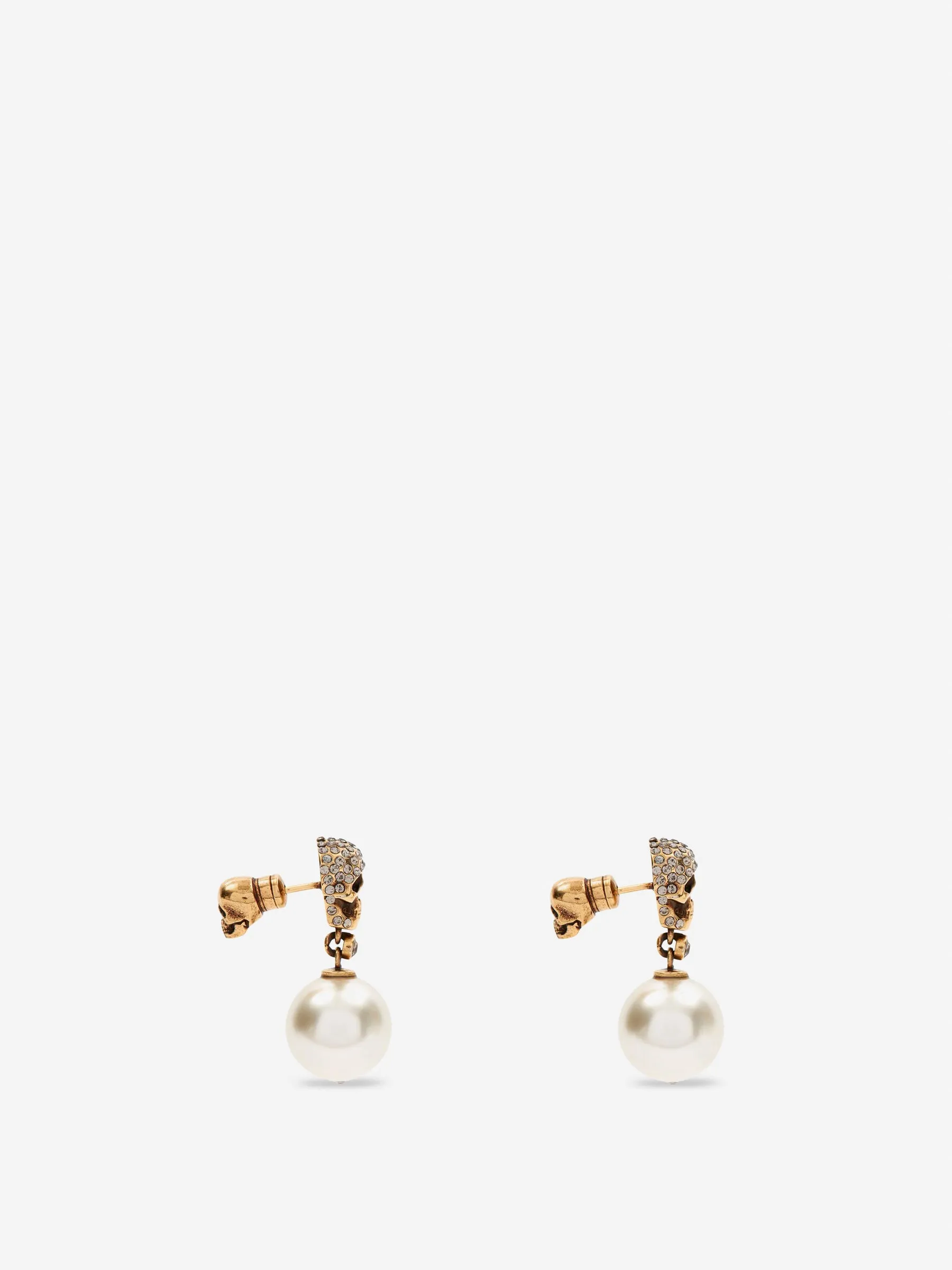 Alexander McQueen Pendientes Pearl Pave Skull