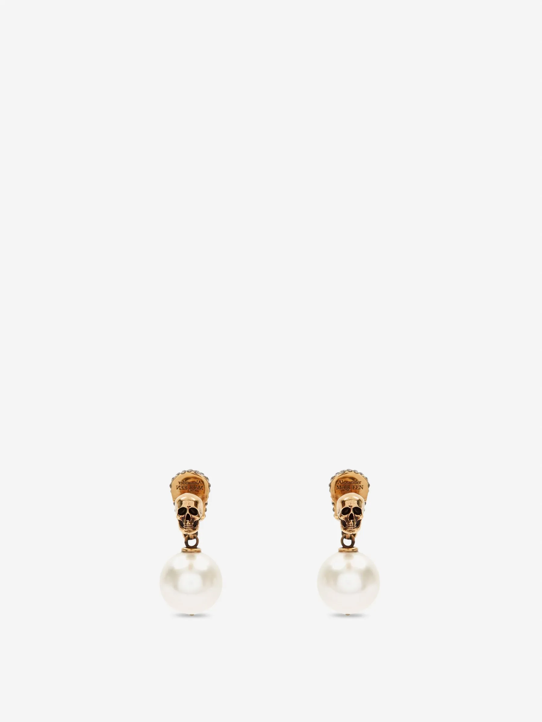 Alexander McQueen Pendientes Pearl Pave Skull