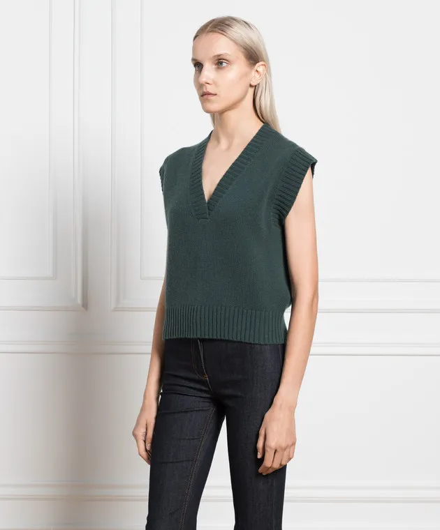 Allude Green vest made of cashmere