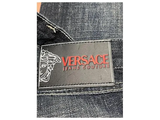 alta costura de jean versace Azul 