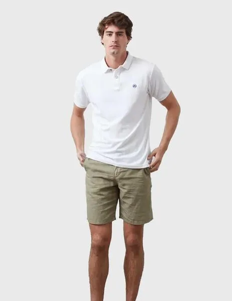 Altonadock Polo blanco de algodón para hombre