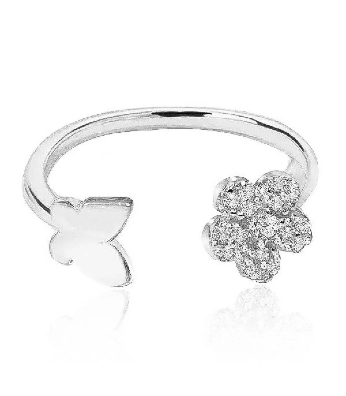 Anillo Itemporality Harmony Plata Mariposa y Flor con Circonitas - SRN-101-101