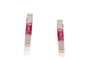 Aretes Art Deco SQUARE - Oro 18k rosa - rubies