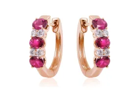 Aretes Cellini LINE - Oro 18k rosa - rubies