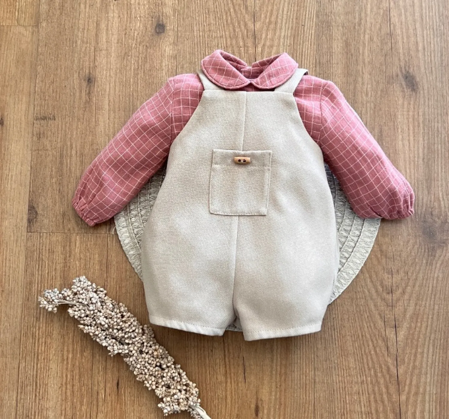 Baby boy overalls and blouse set Daisy collection