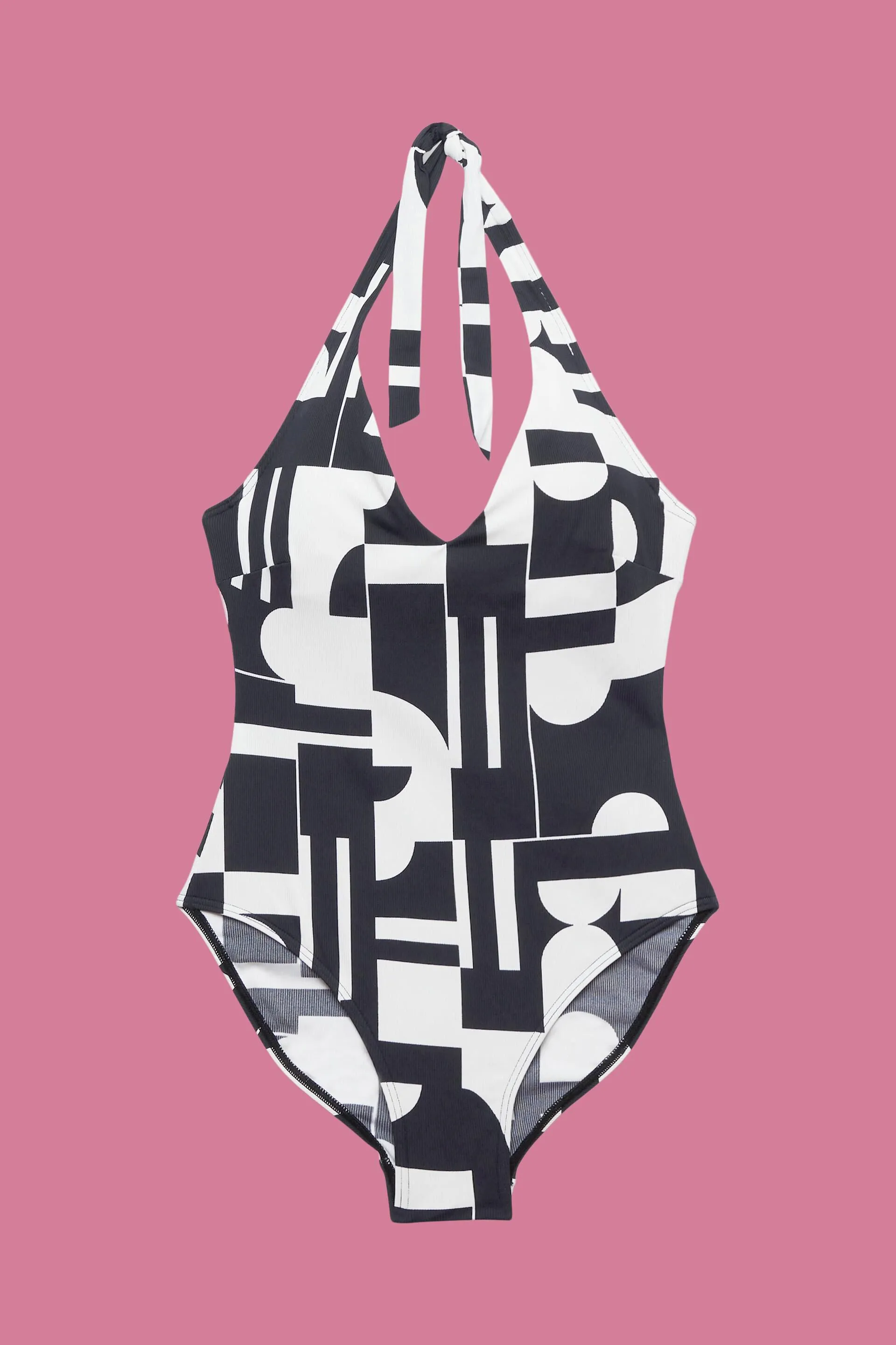 Bañador de cuello halter con estampado retro