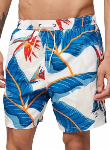 Bañador Superdry Hawaiian Azul y Blanco Para Hombre