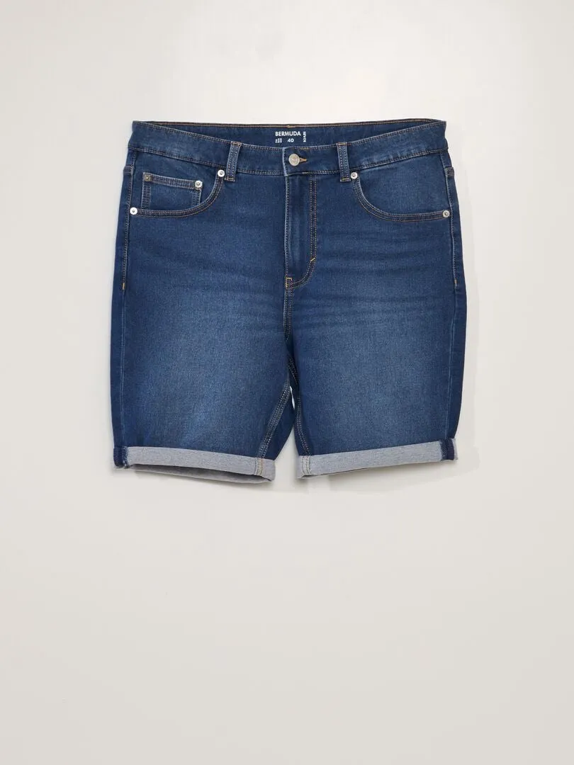 Bermudas slim vaqueras con 5 bolsillos - AZUL