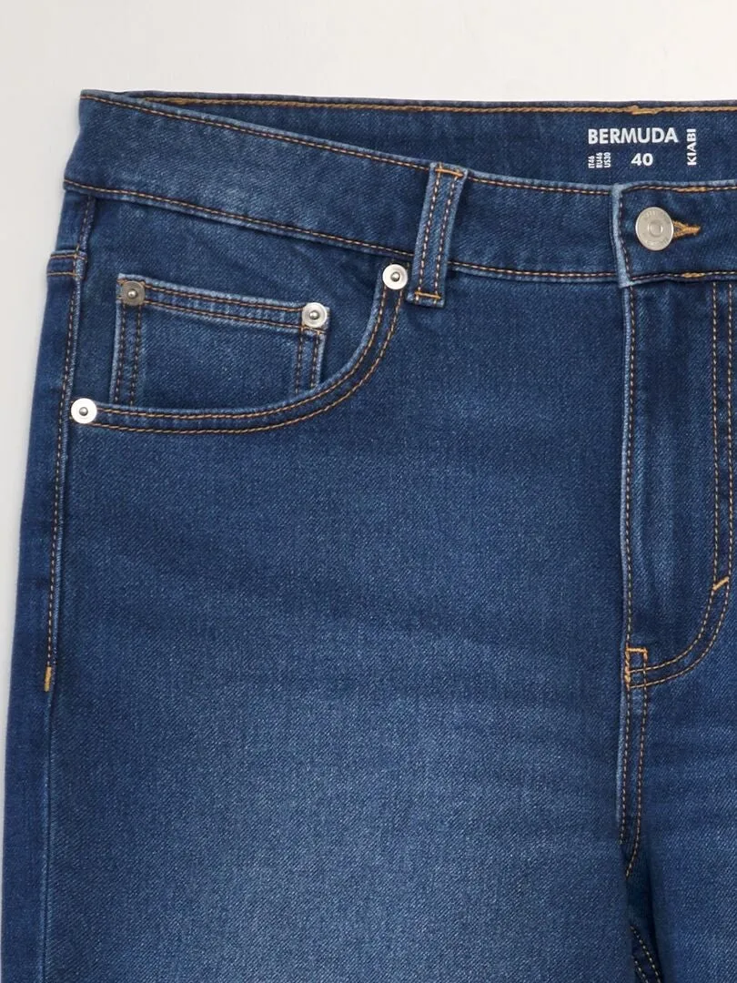 Bermudas slim vaqueras con 5 bolsillos - AZUL