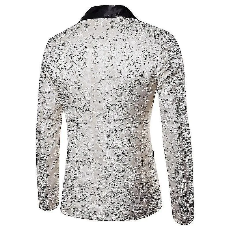 Blazer de esmoquin estampado para hombre para cenas, bailes de graduación, bodas blanco