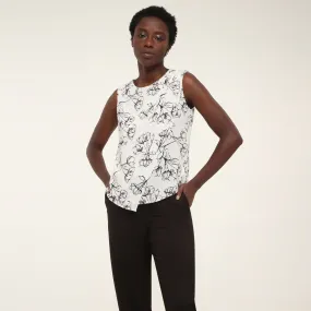 Blusa Con Estampado De Flores Blancas Con Negro