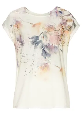 Blusa con estampado de flores Blanco lana estampado