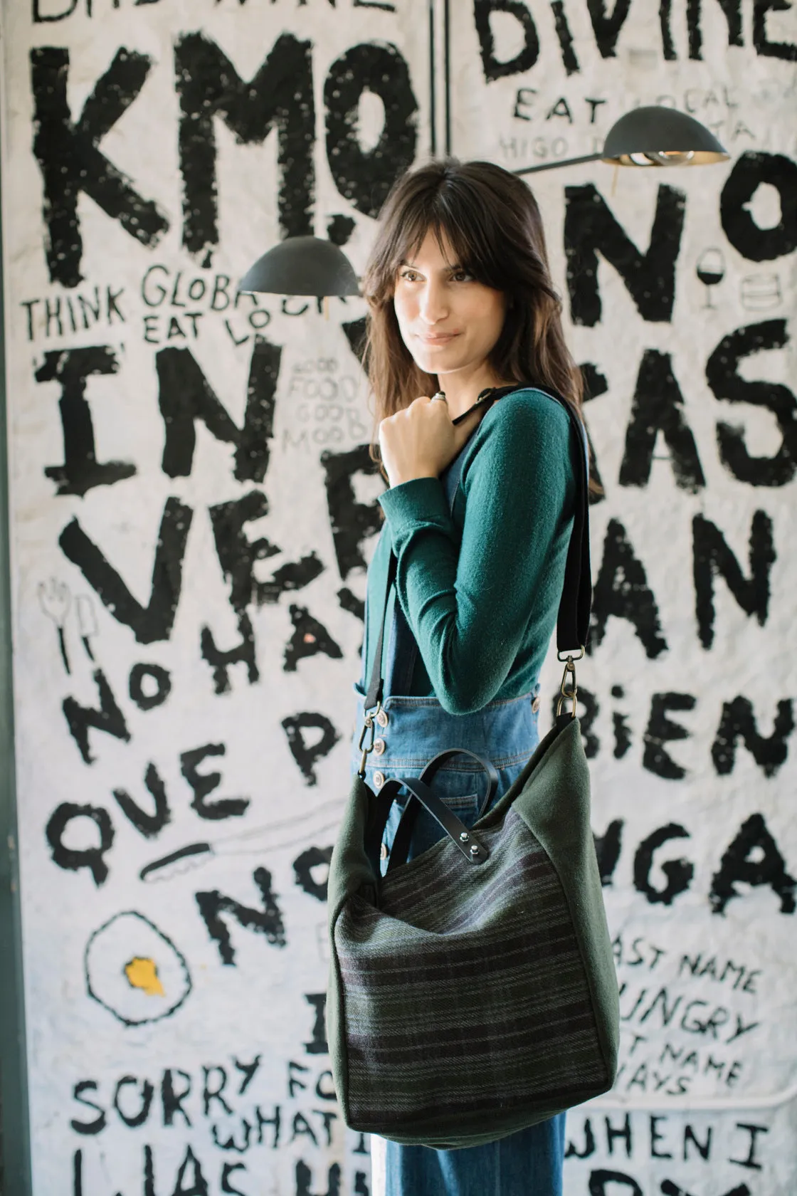 Bolso de lana con estampado escocés Wood