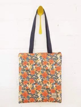 Bolso tote de tela reciclada con flores