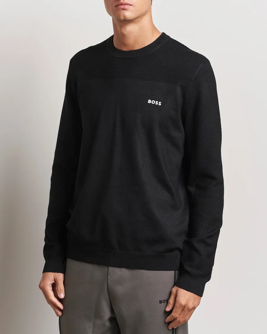 BOSS GREEN Momentum Knitted Crew Neck Black