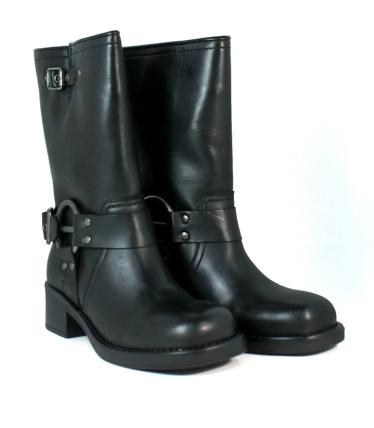 BOTAS DE PIEL HEBILLAS PARA MUJER VEXED HERA NEGRO