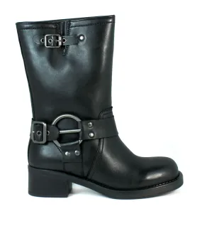 BOTAS DE PIEL HEBILLAS PARA MUJER VEXED HERA NEGRO