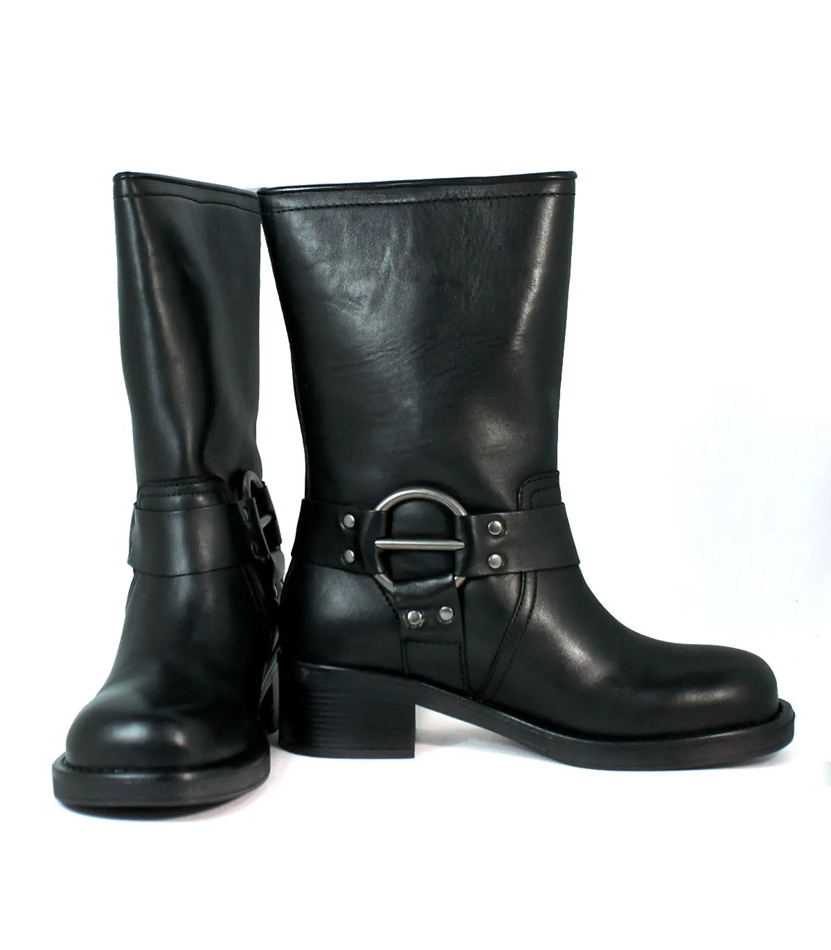 BOTAS DE PIEL HEBILLAS PARA MUJER VEXED HERA NEGRO