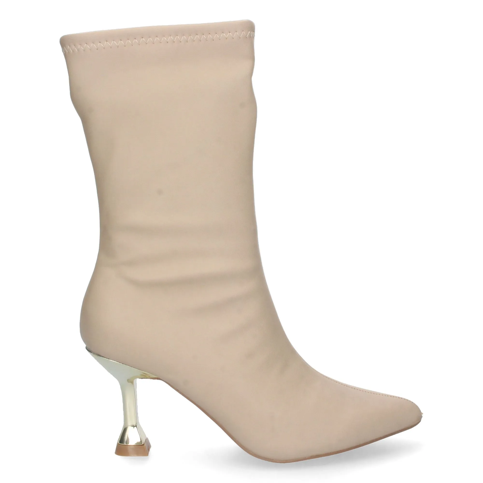 Botines tacon bajo diseño con punta fina mujer color beige