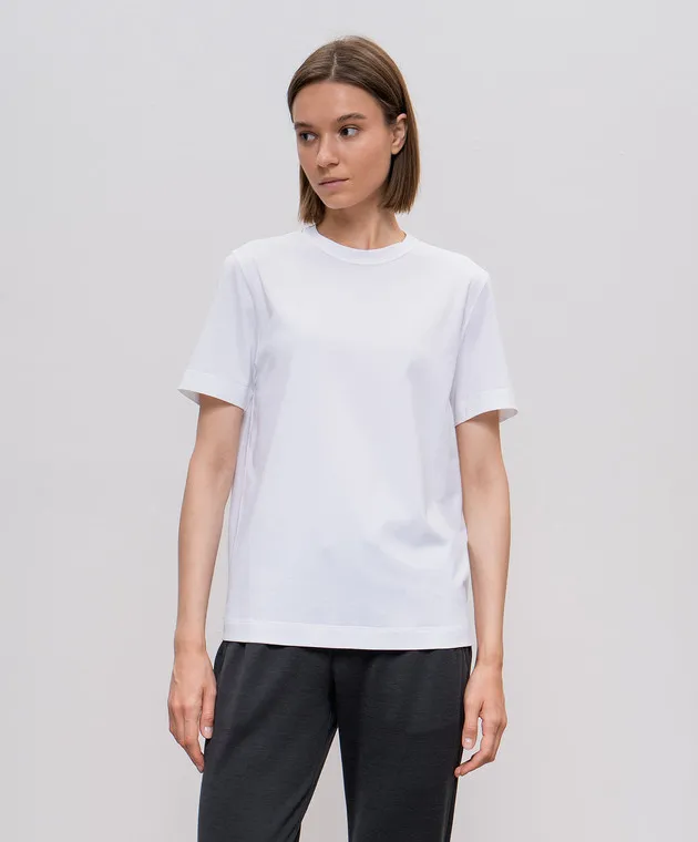 BRUNELLO CUCINELLI WHITE TSHIRT WITH MONIL LACE