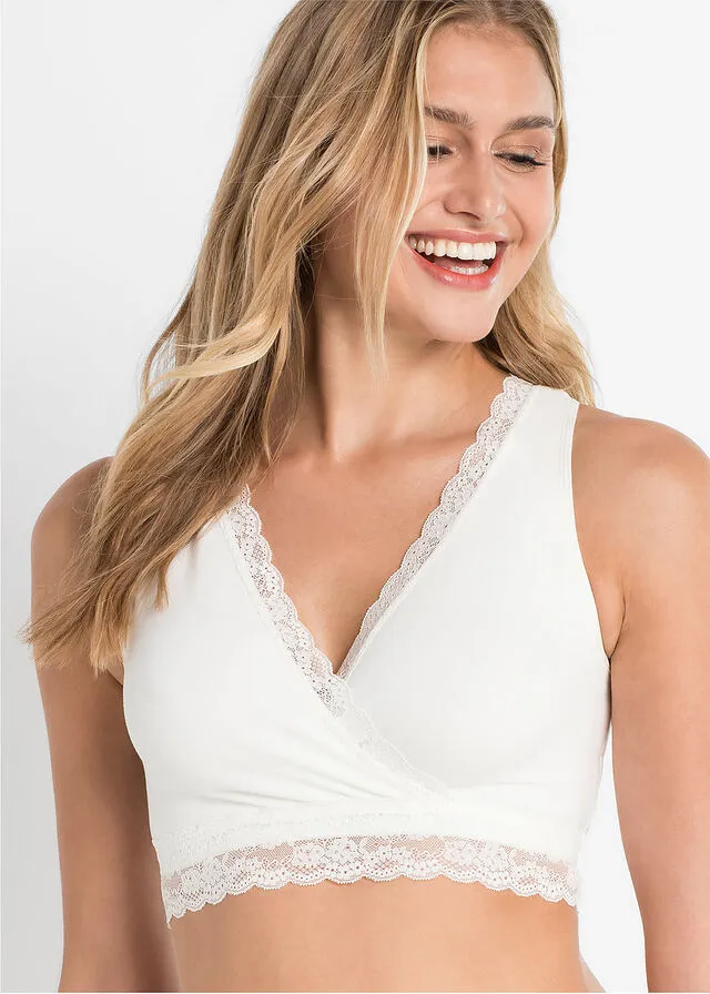 Bustier de lactancia de algodón orgánico Blanco lana