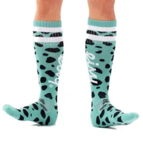 Calcetines de esquí para mujer Eivy Cheerleader (turquoise cheetah)