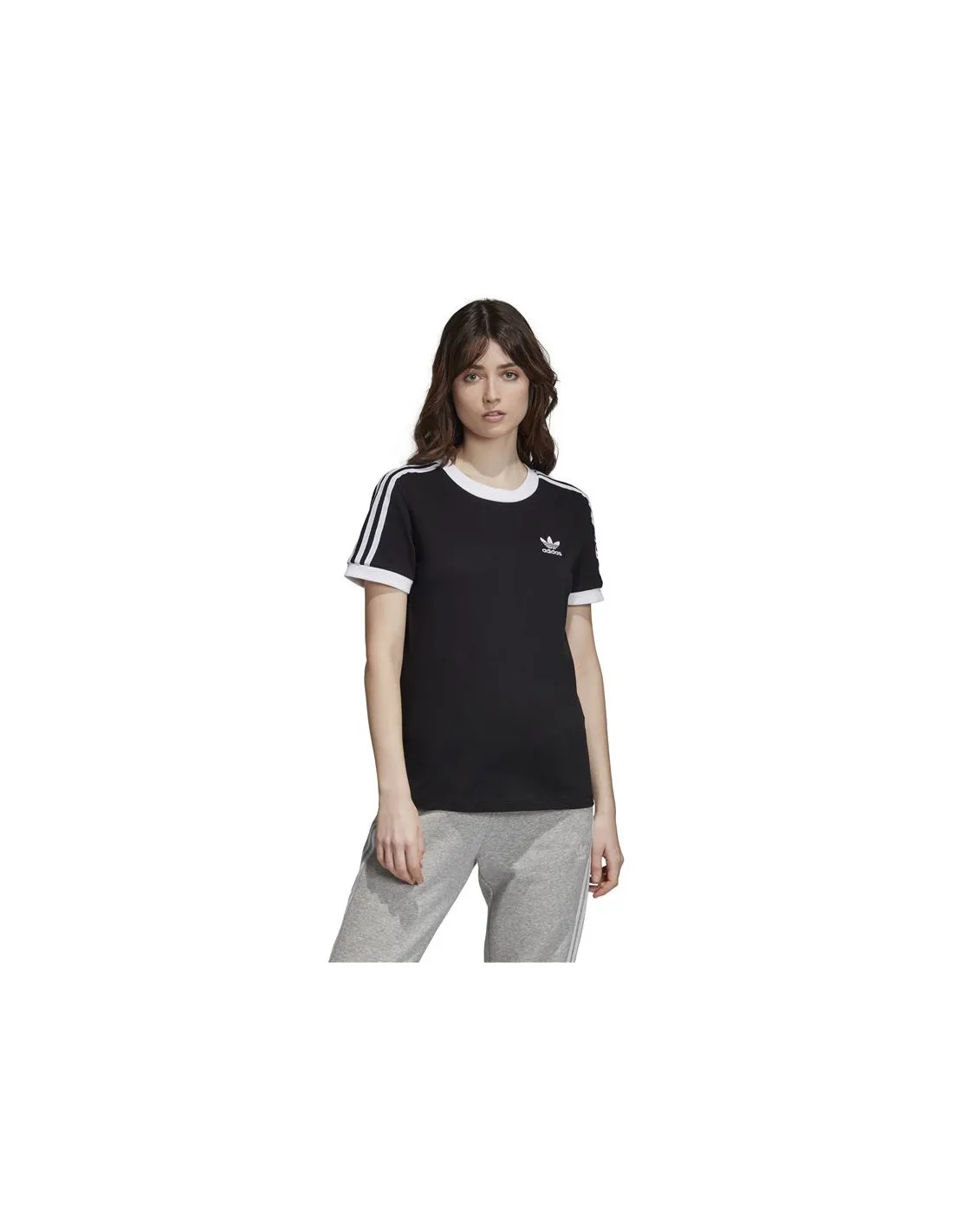 Camiseta adidas 3 Stripes negro Mujer