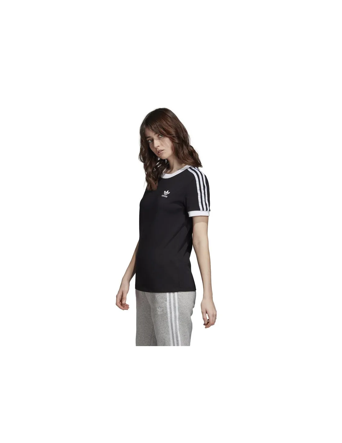 Camiseta adidas 3 Stripes negro Mujer