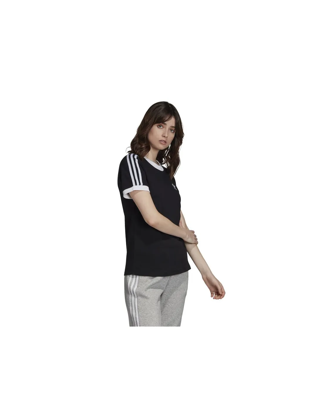 Camiseta adidas 3 Stripes negro Mujer