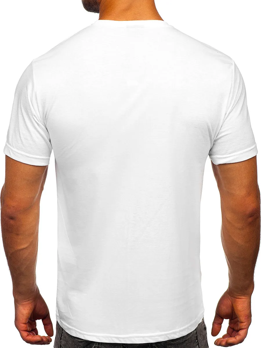 Camiseta algodón de manga corta con impresión para hombre blanco Bolf CMR18