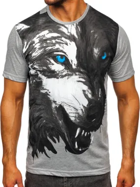 Camiseta algodón de manga corta con impresión para hombre gris Bolf 5041