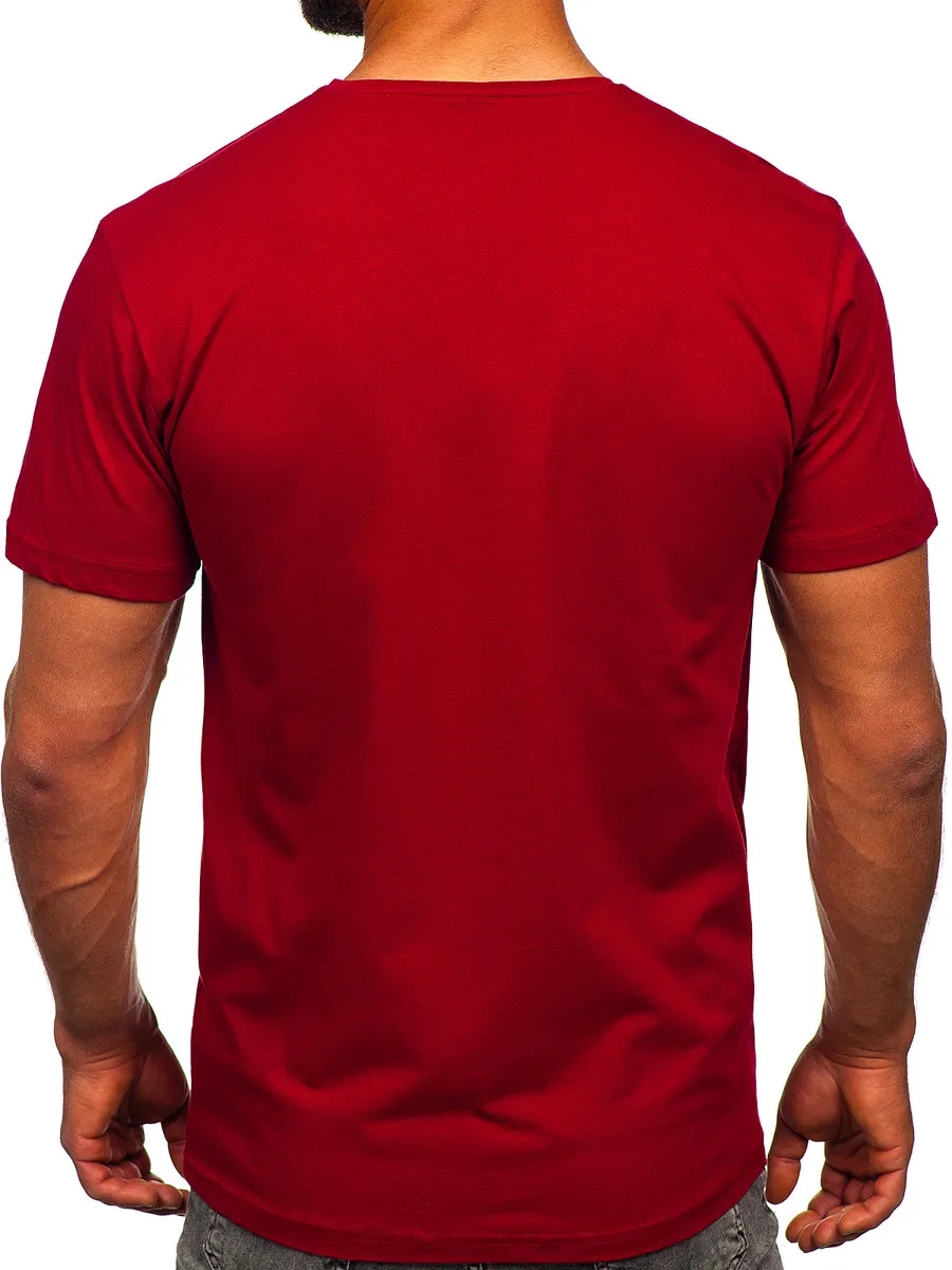 Camiseta con escote de pico sin impresión para hombre burdeos Bolf 192131