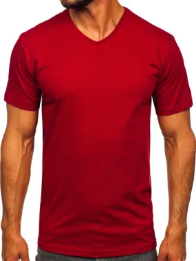 Camiseta con escote de pico sin impresión para hombre burdeos Bolf 192131