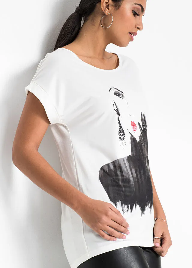 Camiseta con estampado de foto Blanco estampado